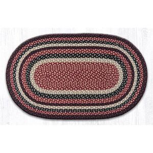 Earth Rugs C-344 Burgundy / Black / Tan Oval Braided Rug 27" x 45"